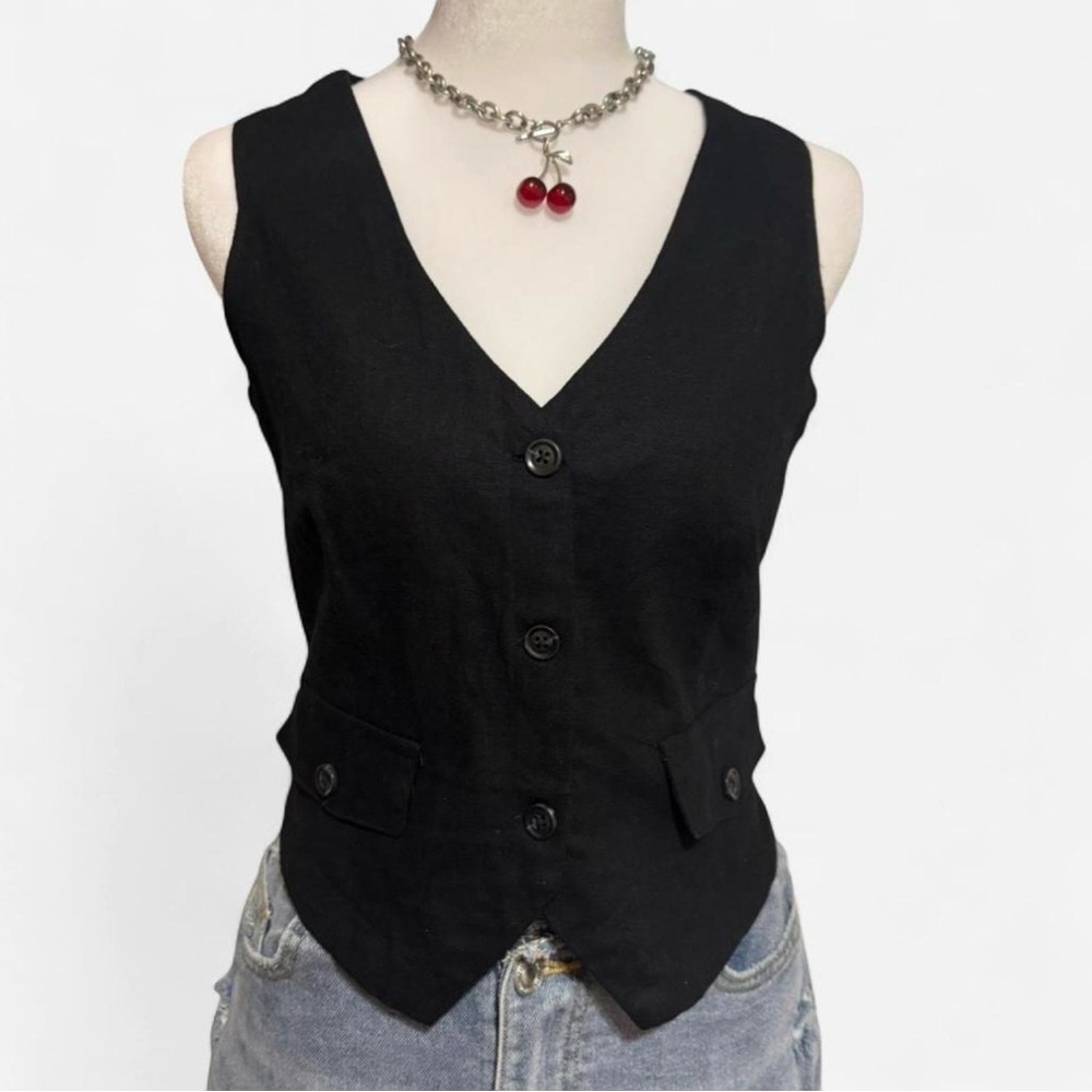 NWT Linen Blend Vest in Black by SO, Size Small